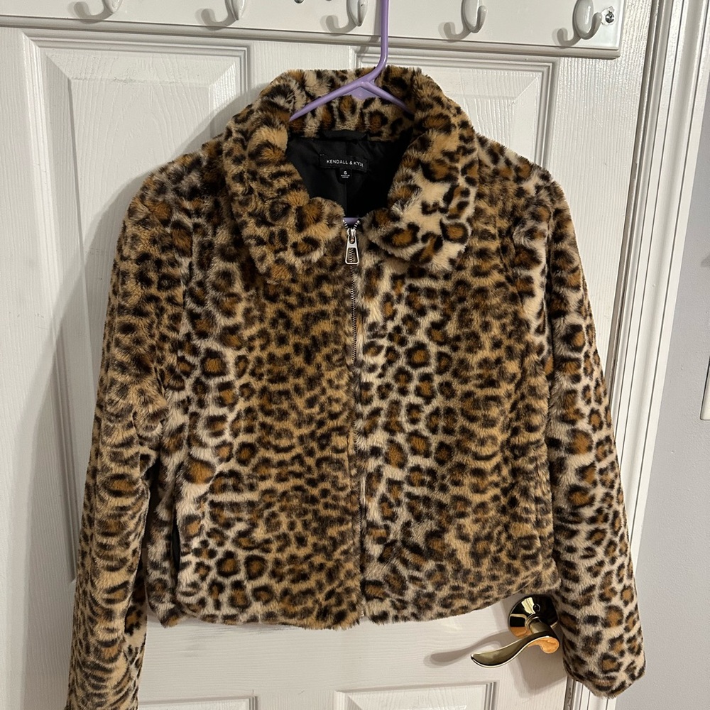Kendall & Kylie Brown Leopard Teddy Jacket